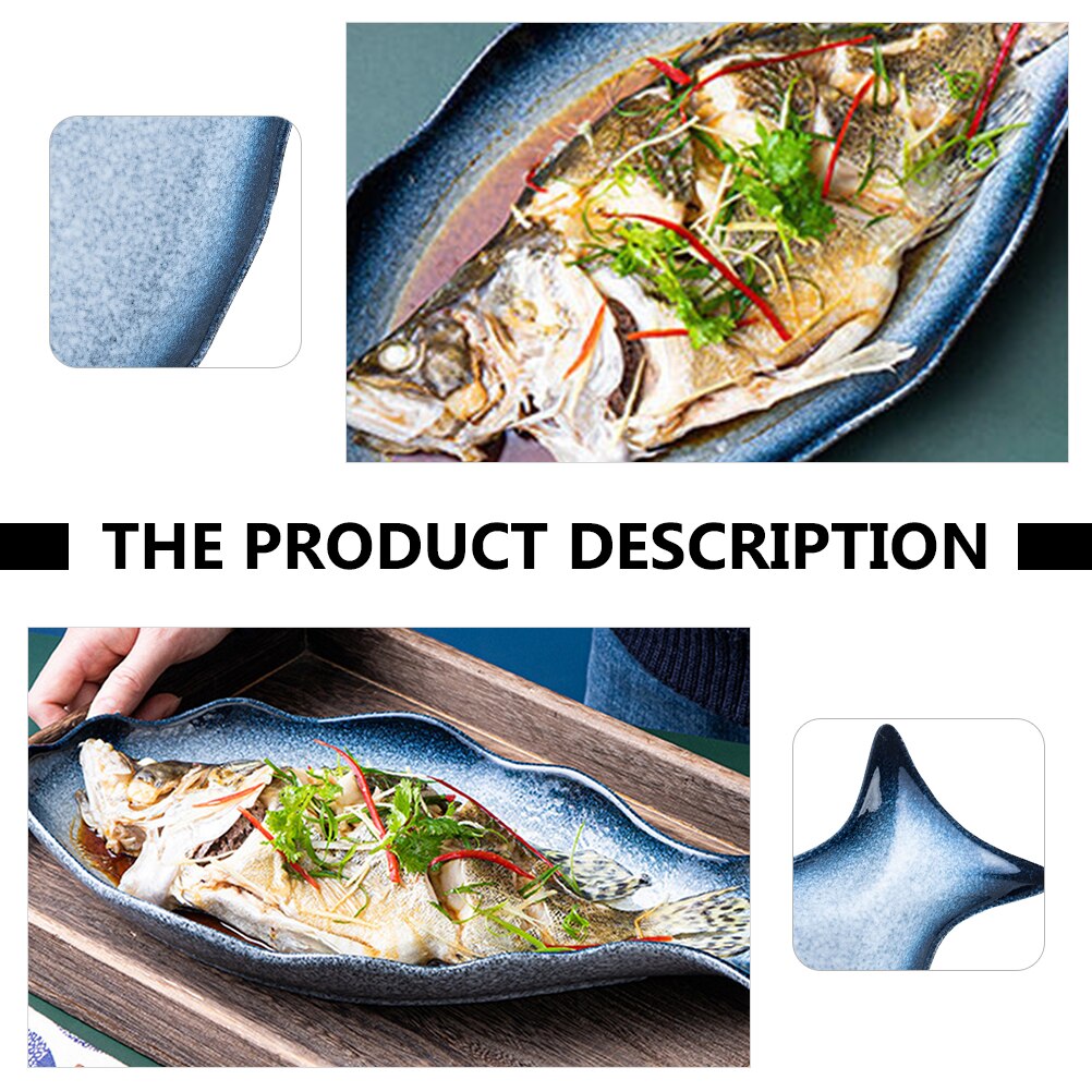 12 inch Fish Shaped Dish Food Tray Plate Ceramic T... β Grandado