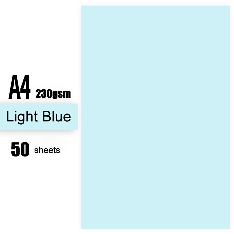 230gsm 50 Sheets Kids Paperboard Multicolor Specialty Paper Handmade Cardstock Craft Paper: Light Blue