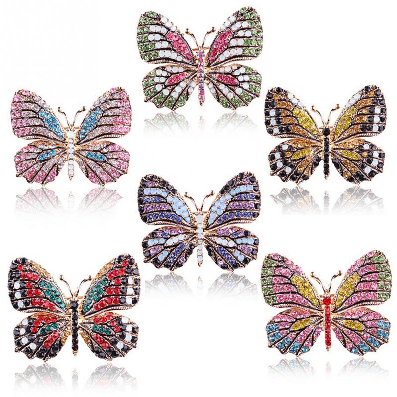 Broches de mariposa a la para mujer broches de cristal Hijab con diamantes de imitación perfectos para de Navidad