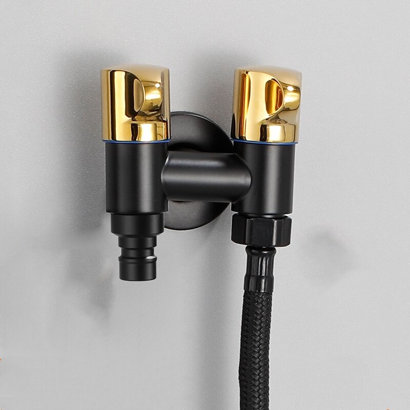 1pc Laundry Bibcock Brass Black/Black Gold Wall Mount Double Using Water Faucet Bathroom Accessories Outdoor Sink Garden Taps: I