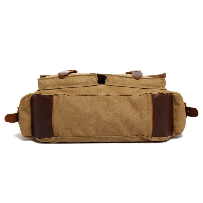 Mannen Casual Canvas Messenger Schouder Lederen Zakelijke Computer Grote Capaciteit Reizen Schooltas Handtas