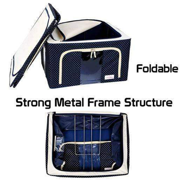 Oxford Cloth Storage Box Steel Frame Storage Box Waterproof Transparent Fabric Home Storage For Clothes Socks Underwear