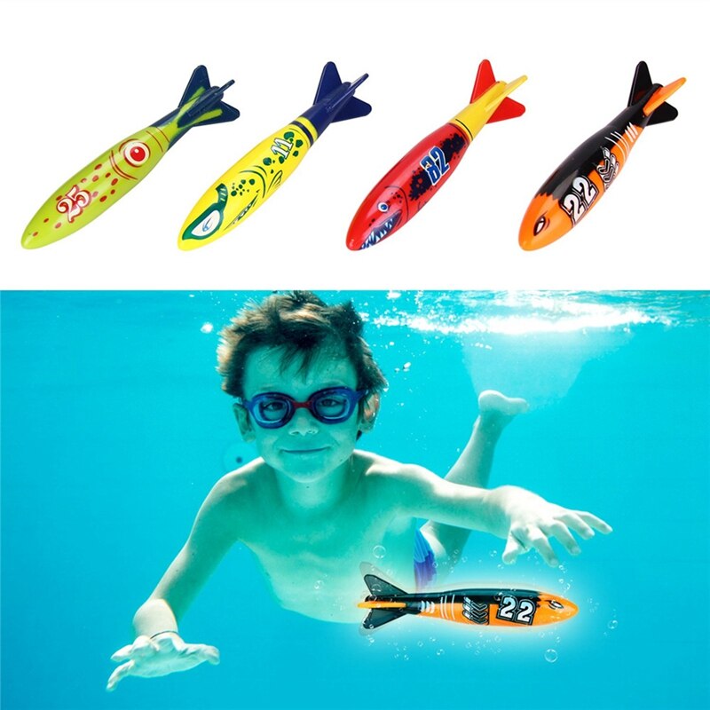 4Stck Tauchen Torpedo Spielzeug Unterwasser Schwimmen Schwimmbad Spielen Spielzeug draussen-Sport-Ausbildung Werkzeug Für Baby freundlicher Schwimmen Spielzeug