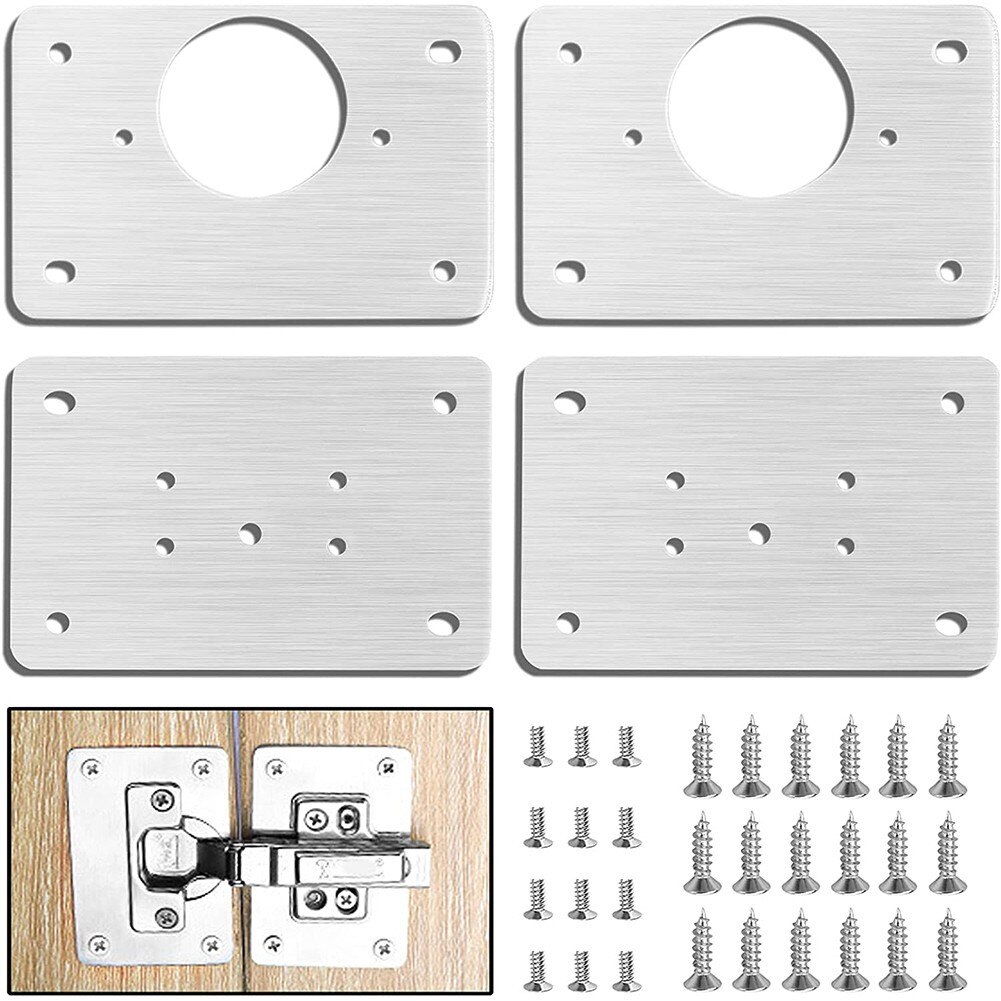 Mounting Hinge Repair Plate For Cabinet Furniture Drawer Stainless Steel Table Scharnier Plate Restorer Installer Cabinet Hinge