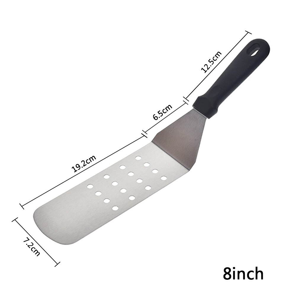 304 Stainless Steel Flat Top Grill Grill Spatula &amp; Scraper Set Kit Kitchen BBQ Flipper Griddle Accessory Tool: 8 inch-b