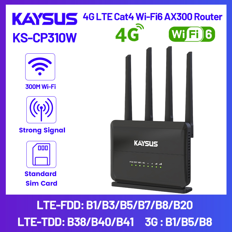 KAYSUS High Speed AX300 WiFi6 4G Router sim card LAN Port 4 Antennas with SIM Card Slot 4G CPE LTE Network 4g sim router