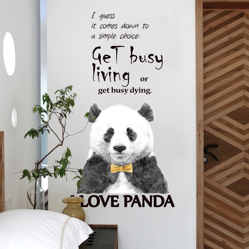 I Love Panda Vinyl Muursticker Nursery School Kinderkamer Woonkamer Slaapkamer Home Decoratie Art Decals Muurschilderingen
