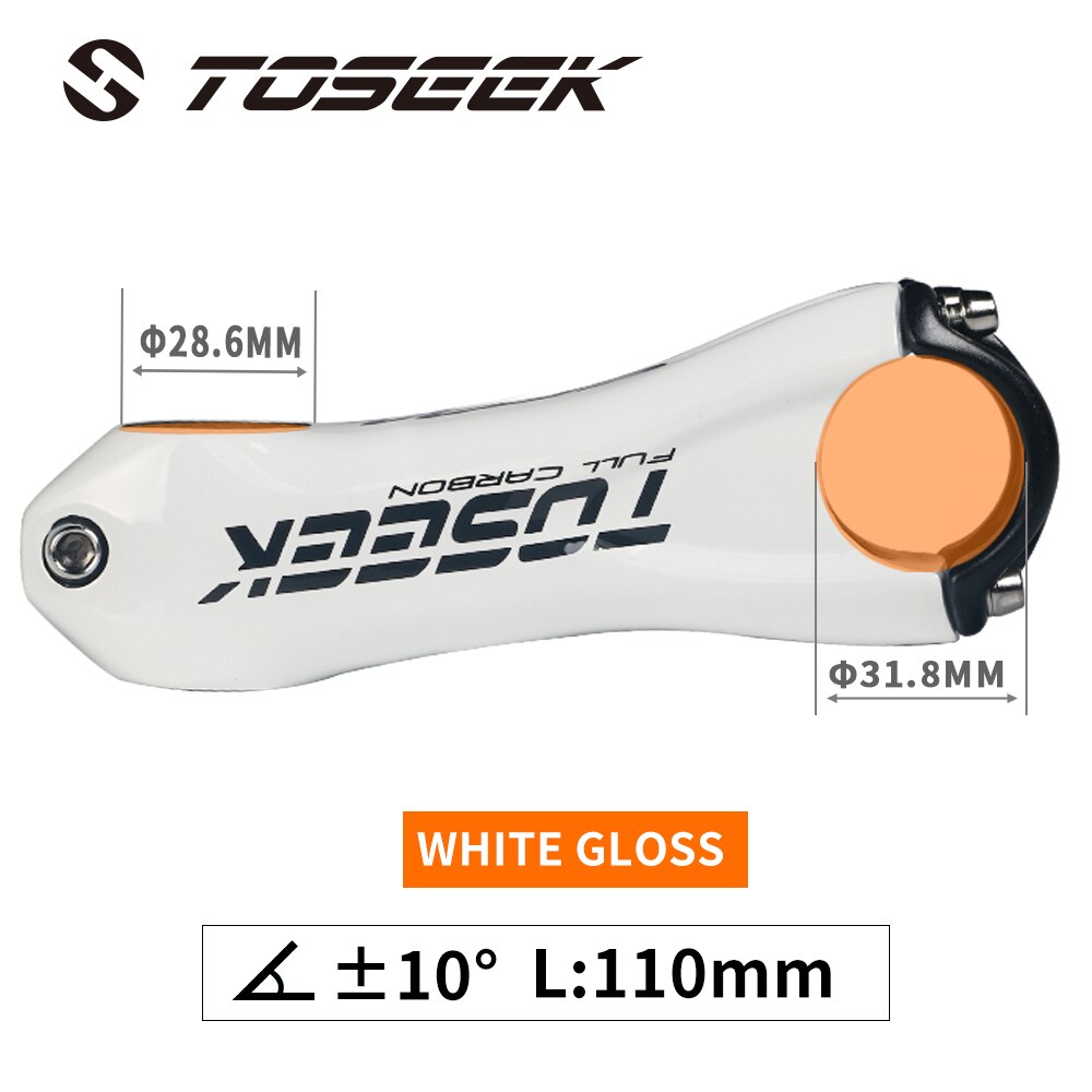 Toseek Stuurpen Stuur 31.8Mm Full Carbon Fiber Fietsen Mtb Road Fiets Stuurpen Mountain Hoek 10 Graden 80/90/100/110Mm: white - 110mm