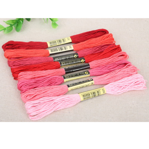 8Pcs Mix Colors 8 Meters Cross Stitch Cotton Sewing Skeins Craft Embroidery Thread Floss Kit DIY Sewing Tools 8: Red