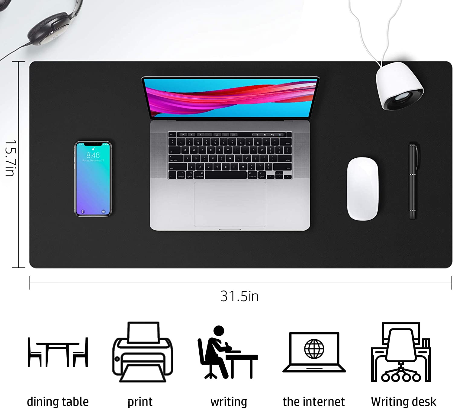Desk Mat Waterproof PVC Mouse Pad Leather Desk Protective Cover Pink Large Computer Girls Laptop Non-slip Gaming Keyboard Mats: XXL / Orange