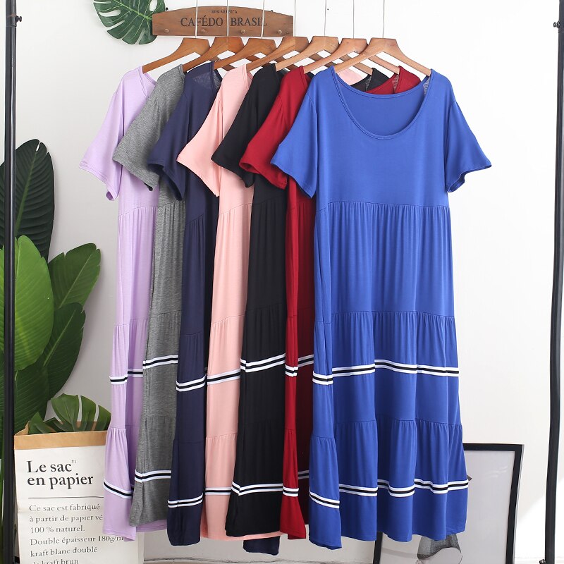 Oversize Ladys Modal Basic Nightgown Nightie Long Maternity Dress Home Dress Sleepwear Pregnant Night Shirt Loose Nightwear