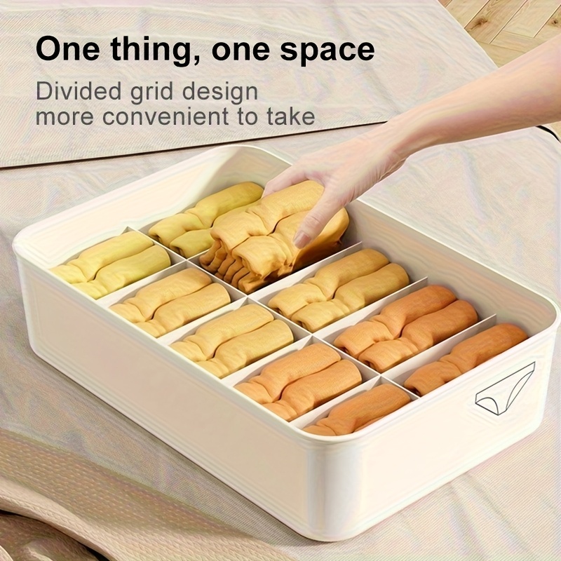 Caja de almacenamiento de ropa interior con tapa transparente, plástico duradero, organizador de guardarropa que ahorra espacio para sujetadores, calcetines, 1 ud.