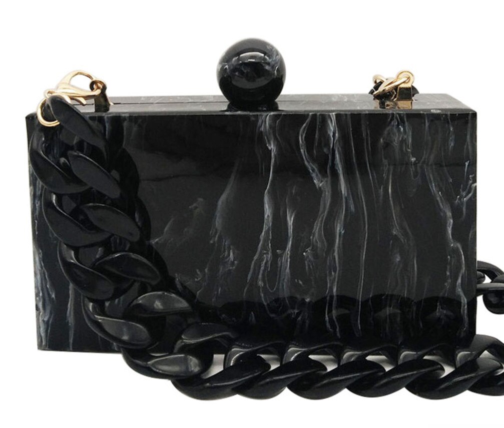 Neue Marmor Acryl Brieftasche Frauen Bote Taschen Schwarz Weiß Tinte Malerei Abend Kupplung Taschen Party Prom Geldbörsen Handtaschen