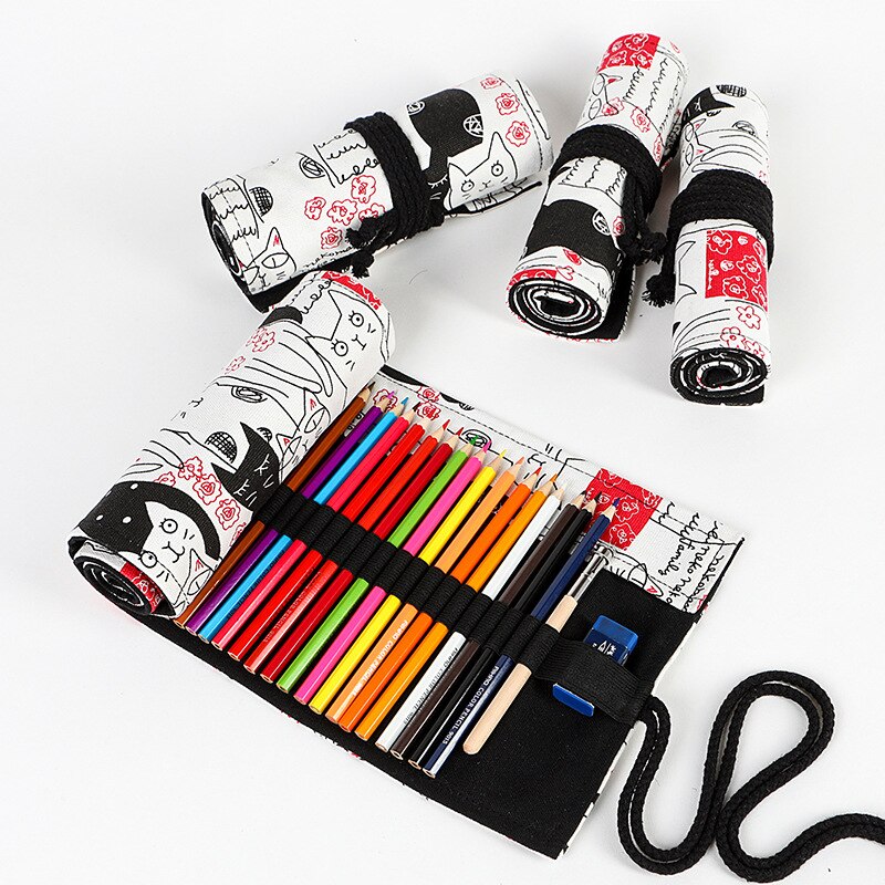 Kawaii pari kissarulla koulu penaali tytöille pojat penaali kankaalle iso 12/24/36/48/72 reikää kynäpussi iso laatikko setti