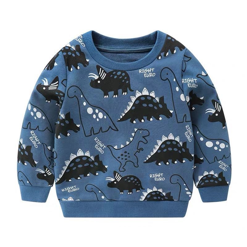 Kids Dinosaurus Applicaties Katoen Sweatshirt Jongens T Shirts Herfst Lange Mouw Tops Kinderen Jongens Shirts Kleding Jongens Kleding