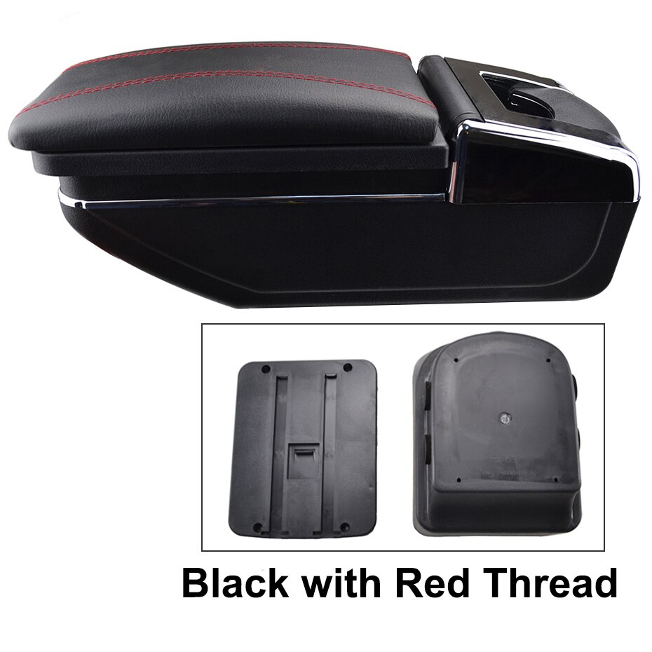 Car Armrest Arm Rest Rotatable For Mazda 2 Demio - Center Centre Console Storage Box: Red Thread