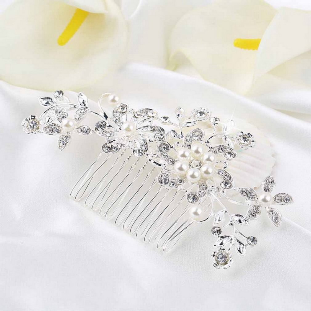 Bruids Haar Kam Kristal Tiara Imitatie Parels Prachtige Haar sieraden Bruiloft Decoratie Mode sieraden Accessoires