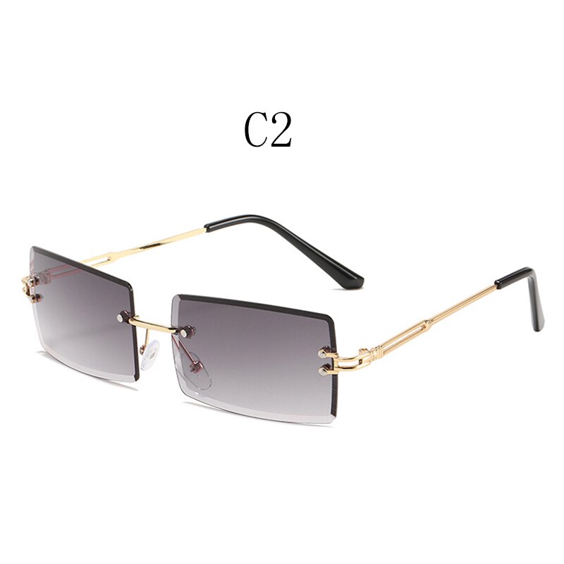 Gafas de sol sin montura para hombre y mujer, anteojos de sol a la cuadrada, populares, de viaje, para verano,: C2