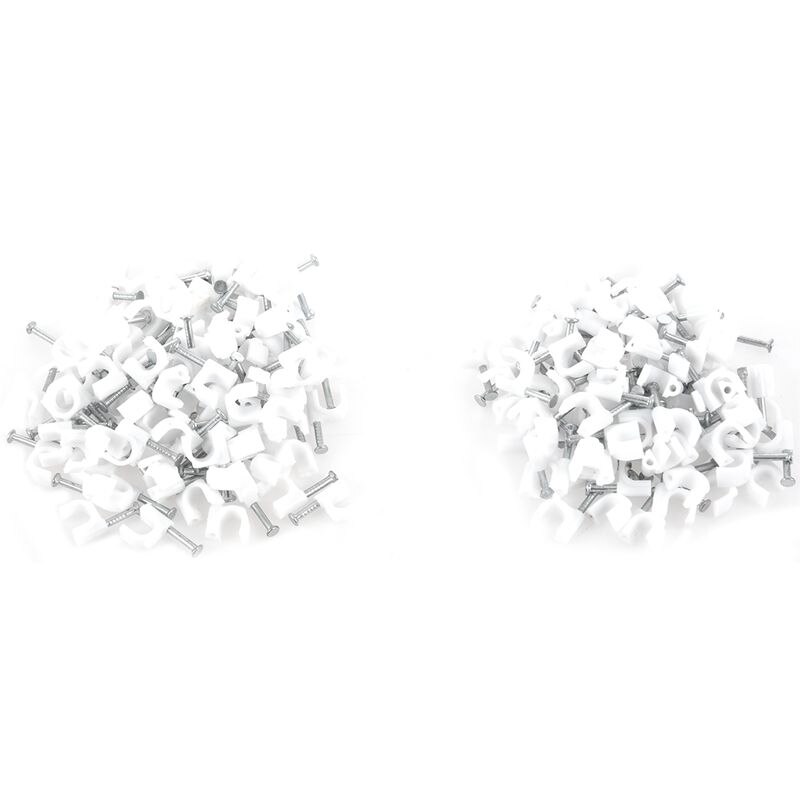 200 Pcs 6mm Diameter Electric Cable White Plastic Circle Nail Clips