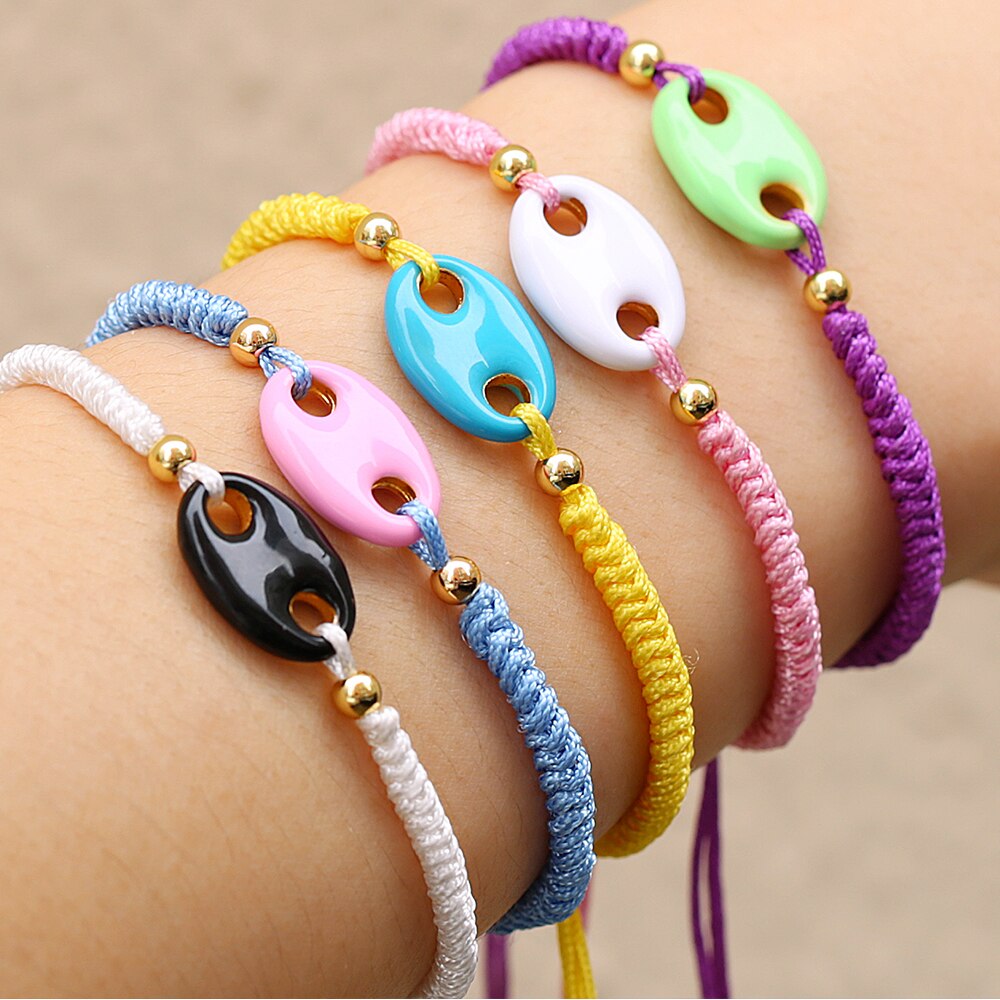 Neue H Schwein Nase Regenbogen Seil Kette Armbinde Für Frau Mann Sommer freundlicher Leuchtstoff Armbänder schmuck