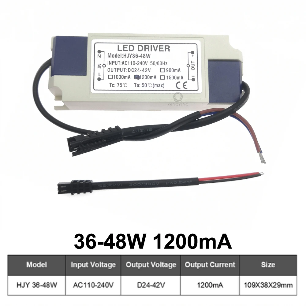 110V 220V 36W 40W 45W 48W LED Driver DC24-42V 900mA 1000mA 1200mA 1500mA Flicker Free Power Supply External Lighting Transformer: Blue / 9A