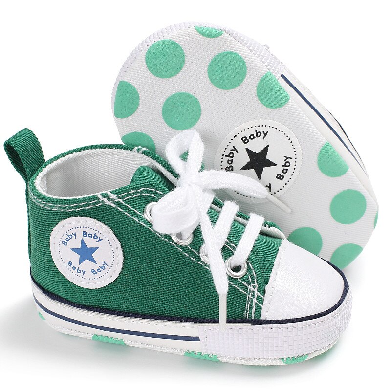 Zapatos de lona para bebé, calzado de lona con cordones para bebé y Niña: green / 13-18 meses