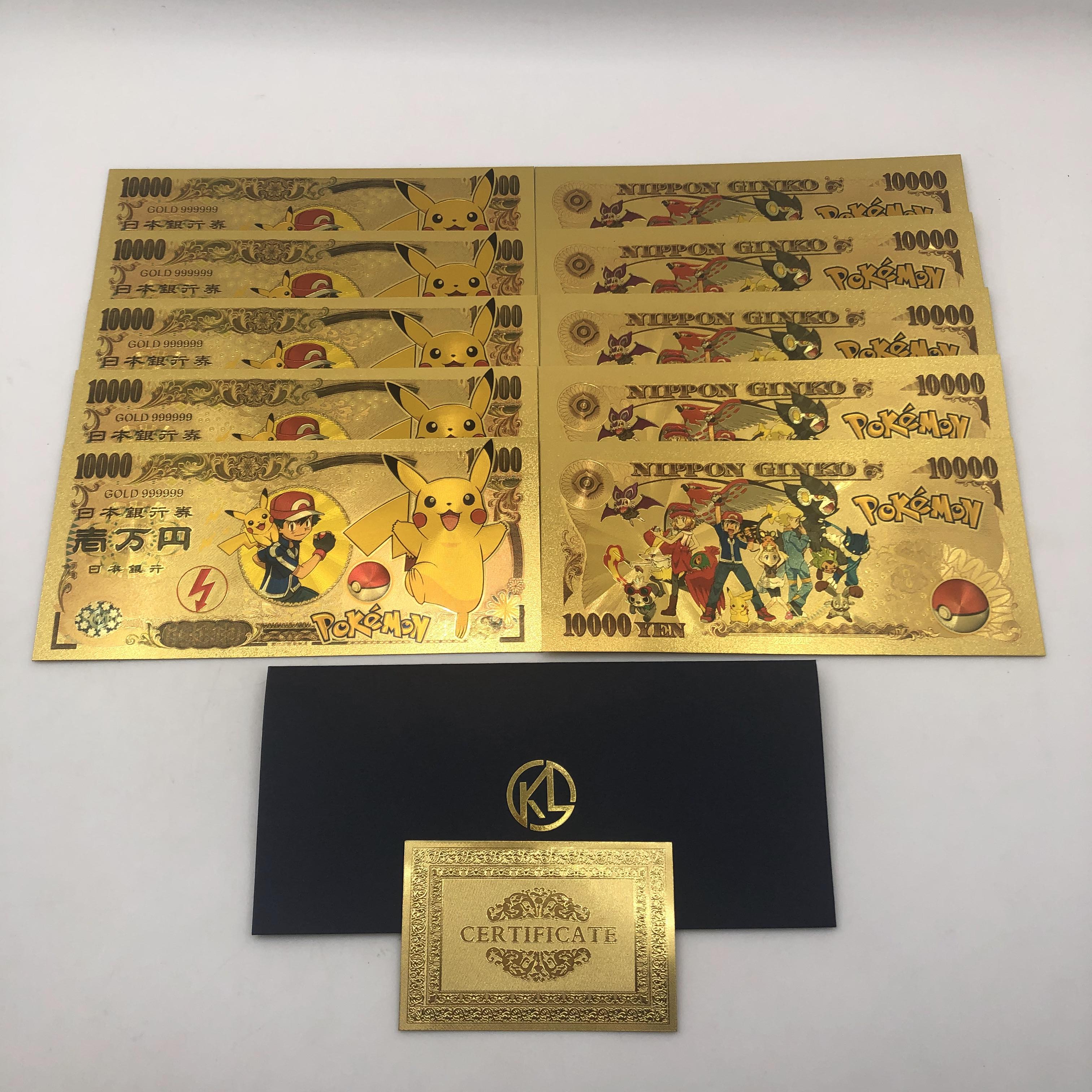 10 st/lot 10 typer japansk anime söta djur guldsedlar för samling souvenirsedlar: Plommon