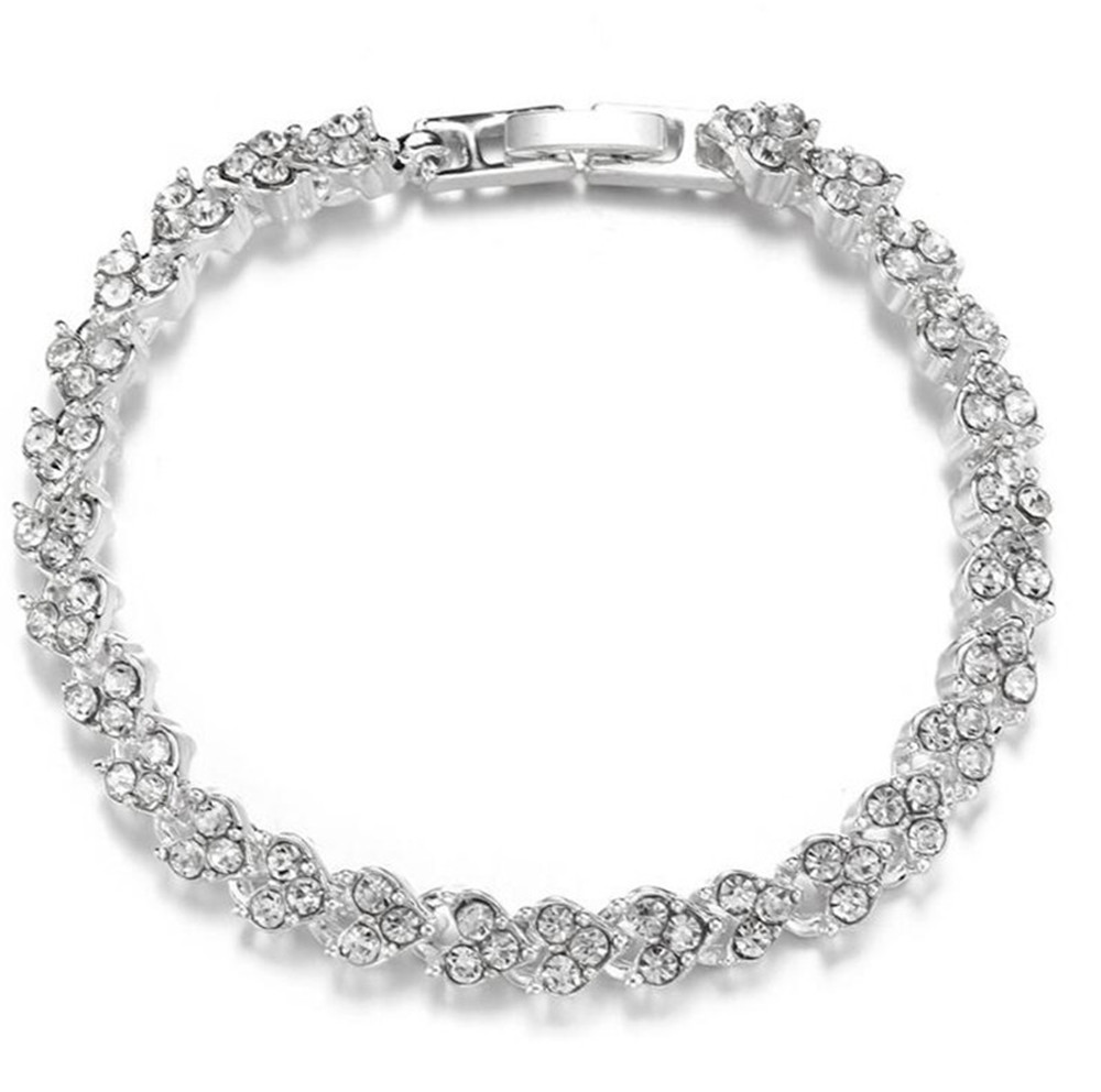Pulseras de de estilo romano para mujer, pulseras con botón a presión, pulseras de cristal, dije pulseras: Plateado de plata