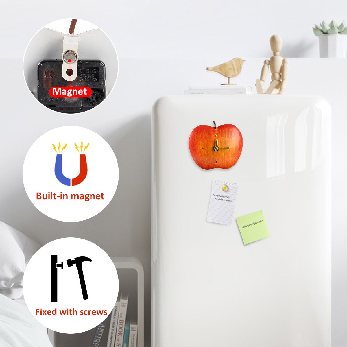 Neue Wohnzimmer Wanduhr Äpfel Eisen Uhr Heimat Sekretariat Schule Dekorative Kreative Dual Verwenden Uhr Kunst Ein AA Batterie angetrieben