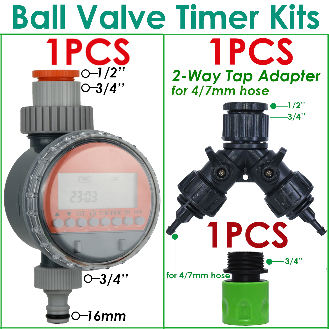 Greenhouse Garden 10-50M Automatic Drip Watering Irrigation Kit System 1/4'' 4/7mm Hose Brass Mist Nozzles for Lawn Pot Flower: Dark Khaki