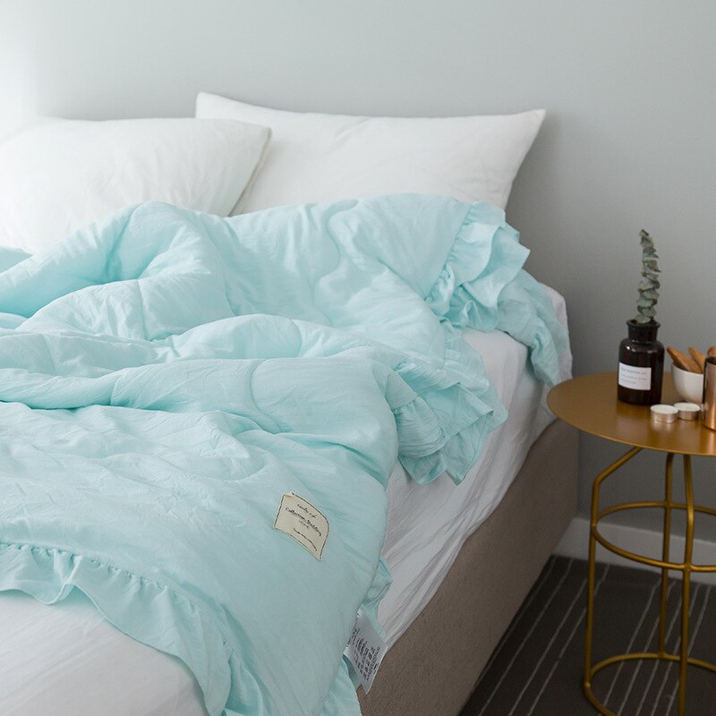 Sommervasket bomuld klimaanlæg dyne blødt åndbart tæppe tyndt ensfarvet dyner sengebetræk seng: 7