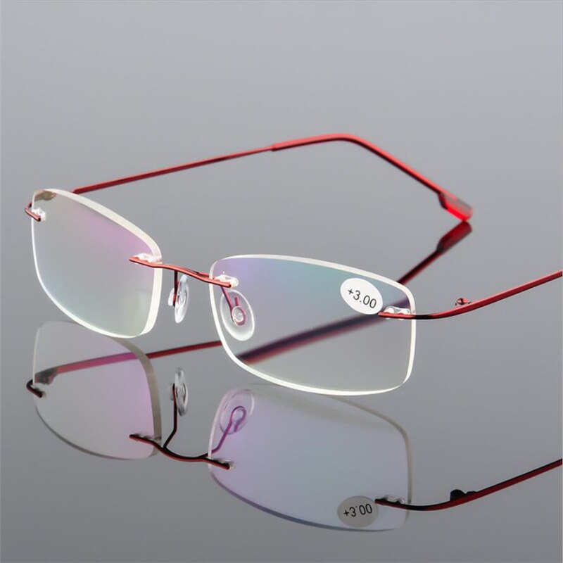Unisex Titanium Legering Randloze leesbril, Vrouwen High Definition Anti Vermoeidheid Ultralight Frameloze Presbyopie Eyewear A859