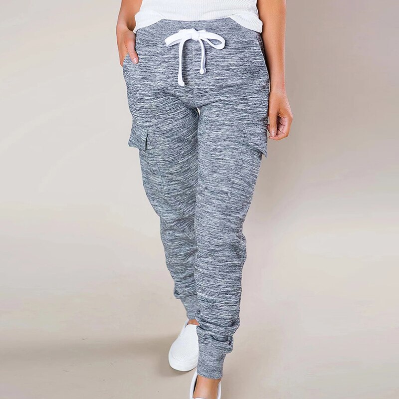 Women Sweatpants High Waist Casual Loose Stretch Pants Drawstring Long Pants Trousers Solid Gray Black Elastic Waist Sports Pant