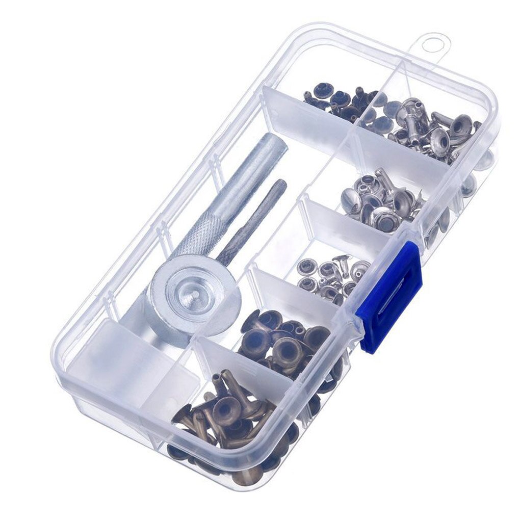 180 Pcs/set 6mm 8mm Double Cap Rivet Leather Craft Bag Clothes Snap Button Press Stud Fastener Kit