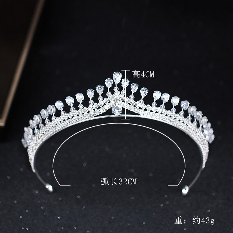 Luksus dame krone pannebånd krystall rhinestone tiara og krone hårbånd smykker sølvfarge brude hår tilbehør bryllup