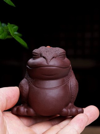 Yixing-toad de oro de tres patas para mascotas, accesorios de juego de té de boutique hechos a mano, arcilla púrpura
