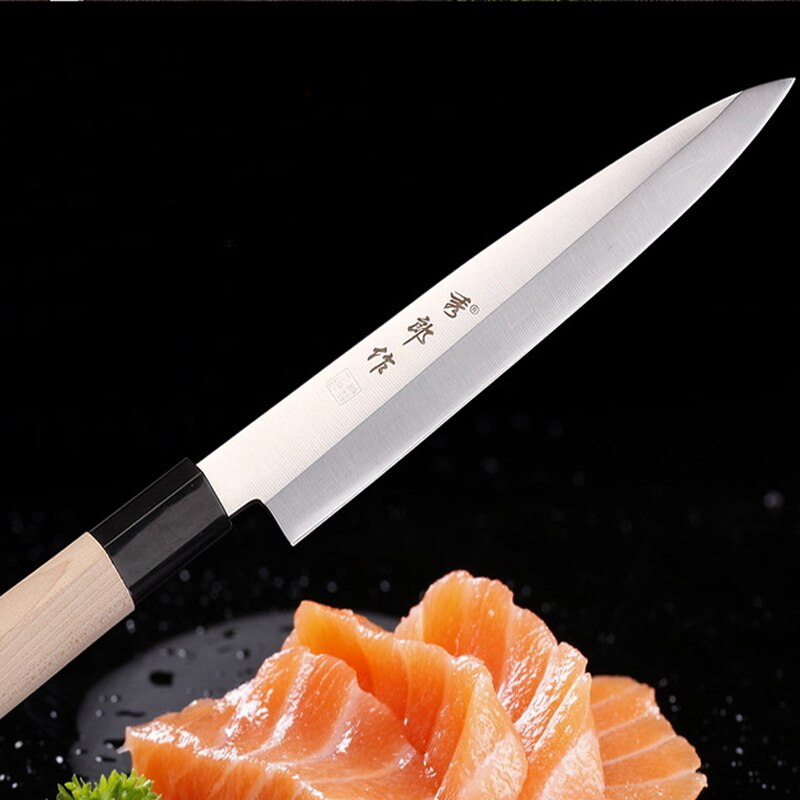 Ldz 8 tommer sashimi kniv med skede tysk stålkløver køkkenknive ensidede kokke knive sushi kniv