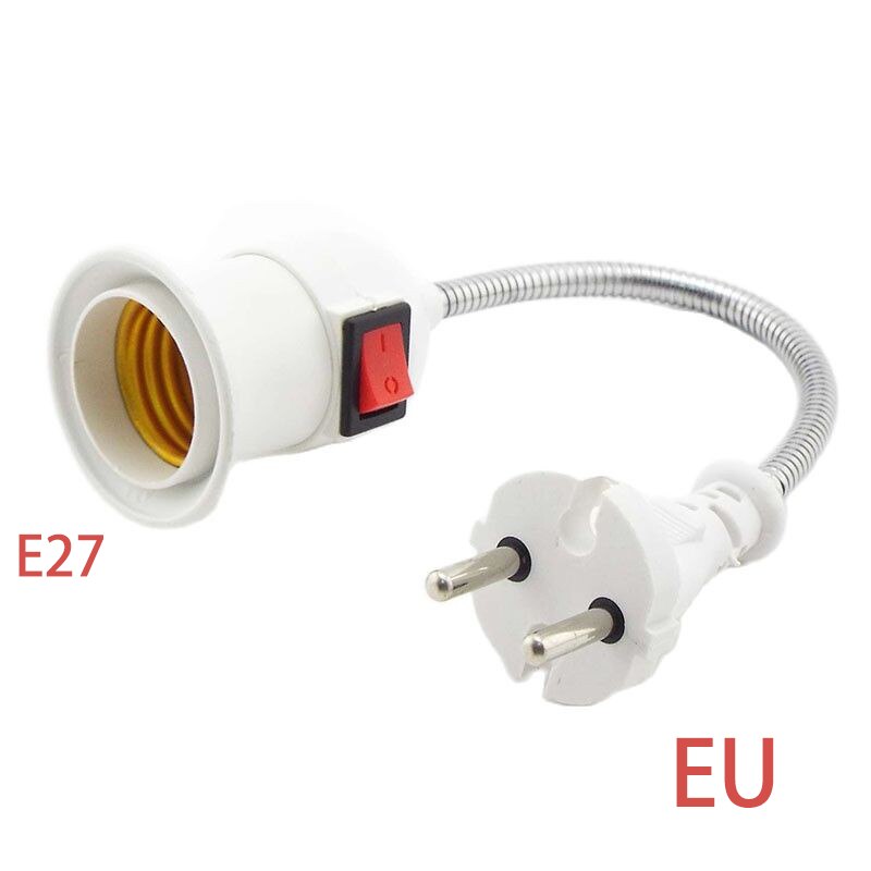 1PC E27 Socket Adapter LED Light To EU/US Plug Holder Converter ON/OFF Practical Lamps Accessories For Bulb Camera Base: EU-2