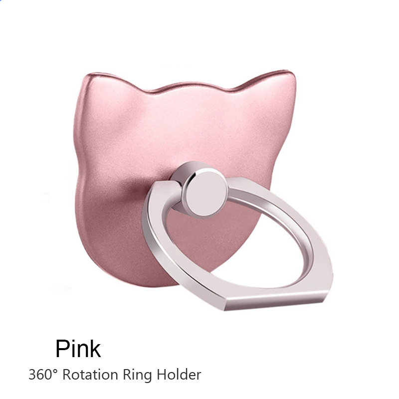 Finger Ring praktisch Smartphone Ständer Halfter praktisch Clever-Runde Telefon Ring transparent Katze Halfter Herz Buchse Auto Halterung Ständer: Katze-RoseGold