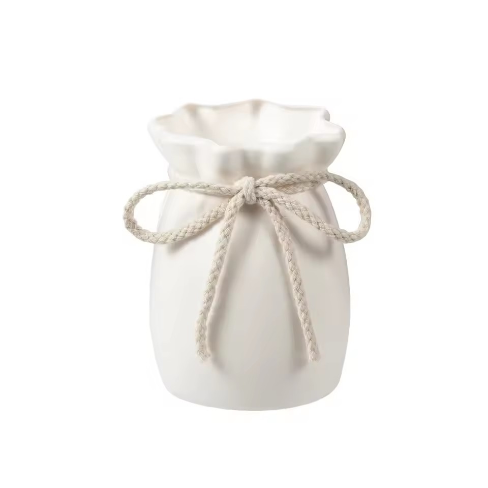 1/3pcs Home White Flower Vase Plastic Bow Plant Bottle Desktop Decor Ornament Garden: Yellow