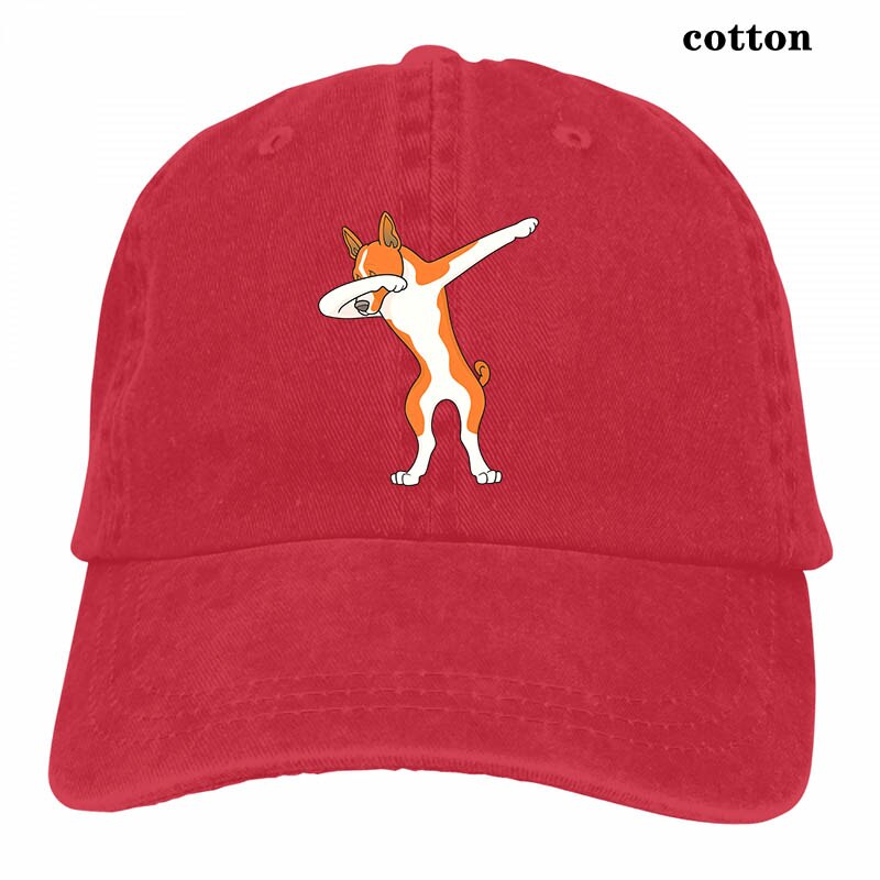 Funny Basenji Dabbing Baseball cap men women Trucker Hats adjustable cap: 3-Red