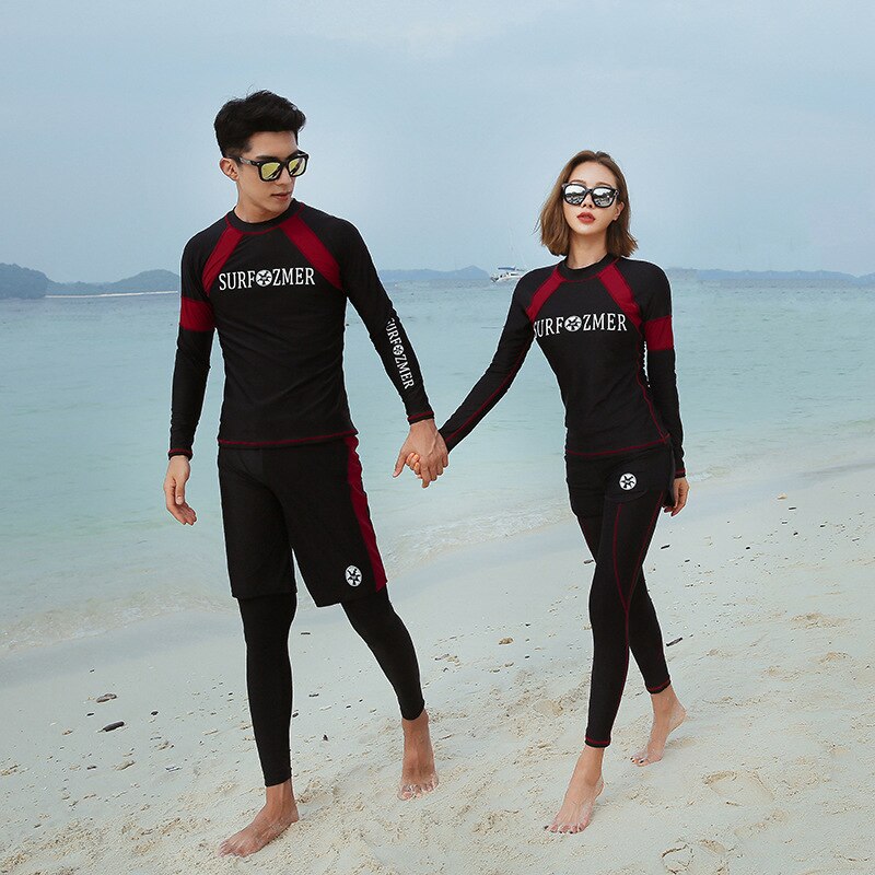 5piece/set Women's Full Body Rash Guard Top & Bottom Dive Skin Sun Suit Two-piece Bikini set Swimming Snorkeling Surfing Mens