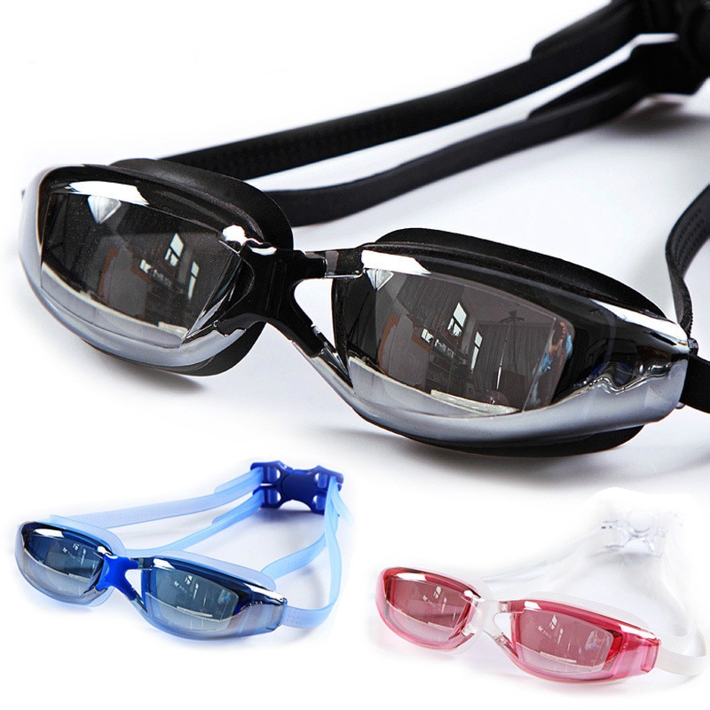 Gafas de baño de galvanoplastia para hombre y mujer, impermeables, UV, antivaho, ajustables, para buceo