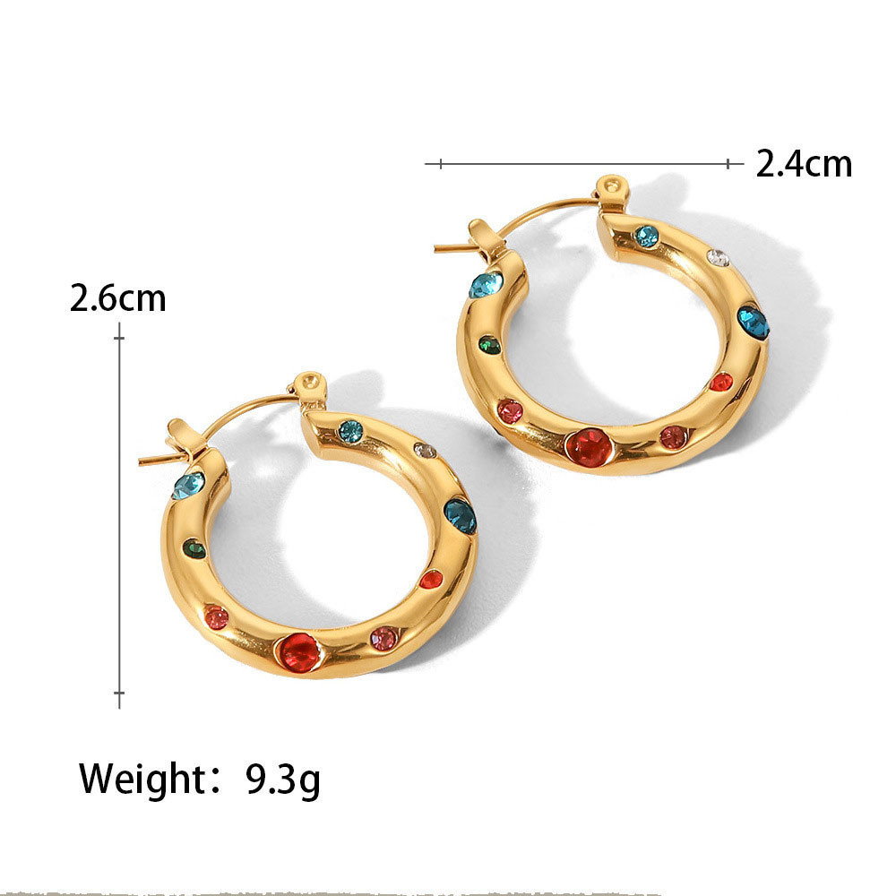 Boucles d'oreilles rondes en acier inoxydable pour femmes, couleur or, cristal, Imitation perle, métal, bijoux de fête au quotidien