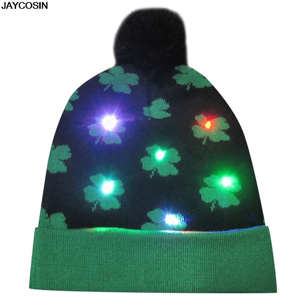 LED Luminous Christmas Hats Beanie Sweater Christmas Santa Hat Light Up Knitted Hat For Kid Adult For Christmas Party 9109