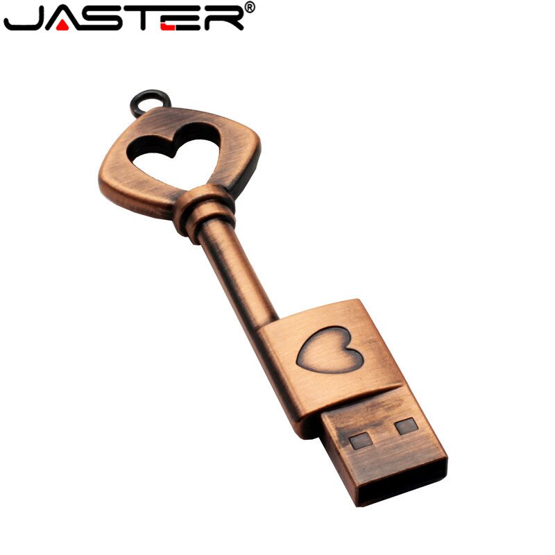 JASTER Metallo chiave del cuore pendrive 4GB 16GB 32GB 64GB di rame chiave usb 2.0 usb flash drive pen drive regalo del bastone di memoria di trasporto libero