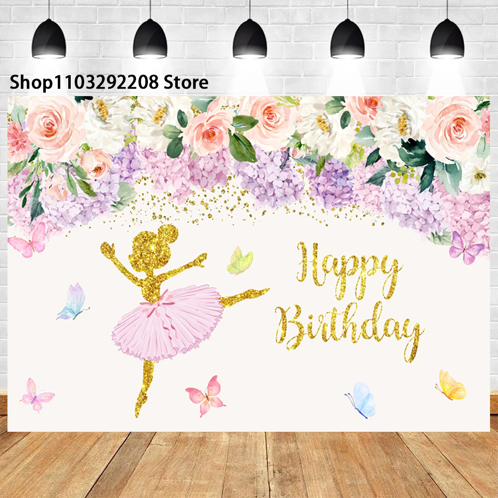 Ballet Dancer Girl Princess Theme Girls Ballerina Baby Shower Photography Backdrop Swan Girls Birthday Party Decoration Banner: S / Dark Khaki