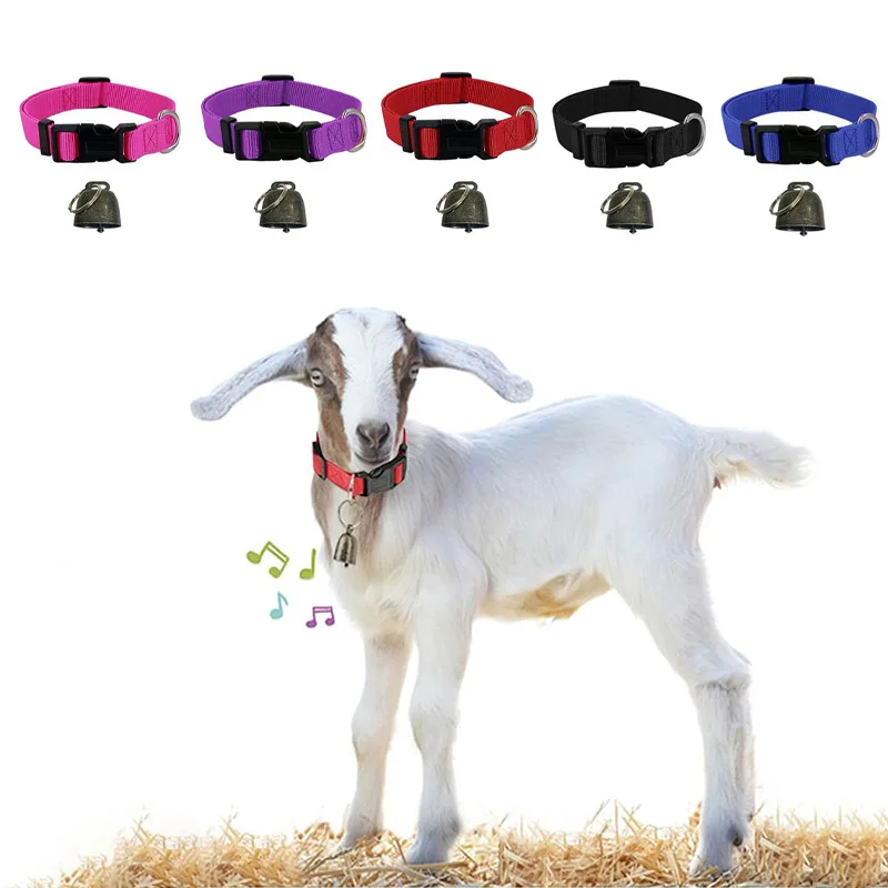 Colliers de chèvre réglables avec cloches, laisse pour chien, corde en Nylon, mouton, pâturage, cloche en cuivre, accessoires pour animaux de ferme
