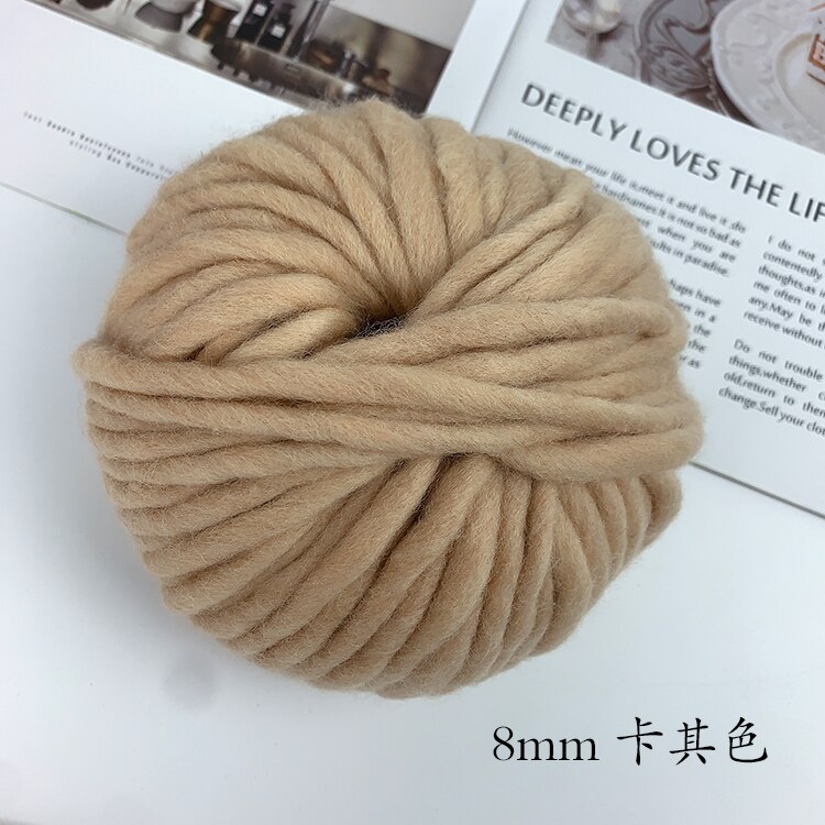 6mm Natural Merino Wool Chunky Yarn Felt Wool Roving Soft Yarn for Spinning Hand Knitting Spin Yarn Winter Warm Free Needle 150g: Khaki