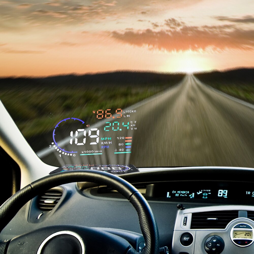 OBD2 HUD Car Head Up Display 5.5" LED Windscreen Projector OBD Scanner Speed Fuel Warning Alarm Data Diagnostic Tool PK D2000